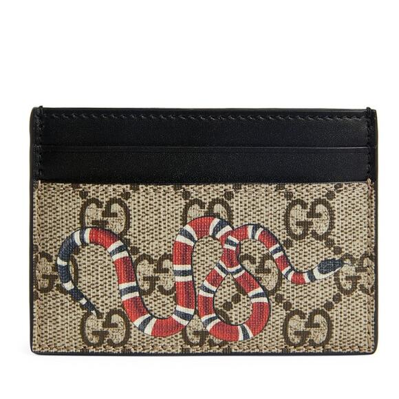 Gucci GG Supreme Kingsnake Snake Monogram Canvas Card Holder Case - Picture 1 of 5
